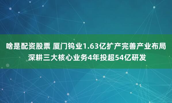 啥是配资股票 厦门钨业1.63亿扩产完善产业布局 深耕三大核心业务4年投超54亿研发