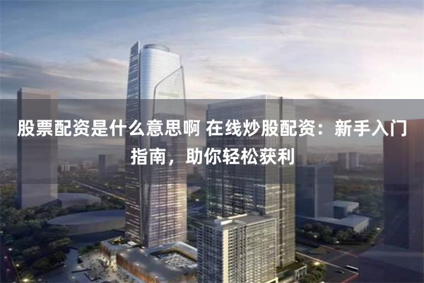 股票配资是什么意思啊 在线炒股配资：新手入门指南，助你轻松获利